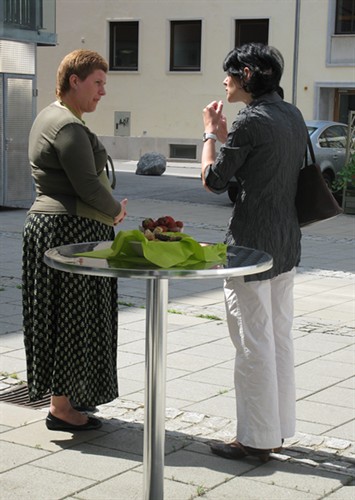 Anu and Sofie enjoying the lovely strawberries provided by the ECML